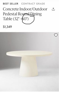 West Elm 60” Round Concrete Indoor/Outdoor Dining Table