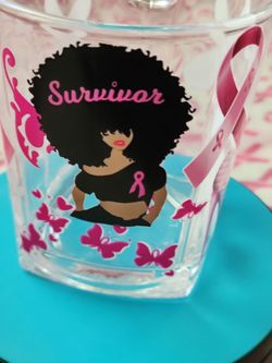 CUTE BREAST CANCER theme glass drinking mugs $10 each