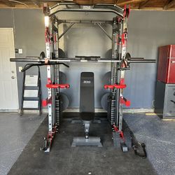Smith Machine 200 | Adjustable Bench | 245lb Cast Iron Olympic Weights | 7ft Olympic Bar | Fitness | Gym Equipment | FREE DELIVERY/INSTALLATION 🚚 🛠️