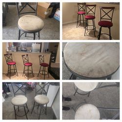 Fully Refinished Bar Stools Set Of 3
