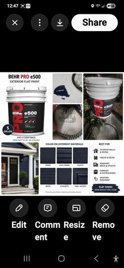 BEHR PRO e500 Exterior Flat Paint 5 Gallon Near Full PR513 Deep Base Navy Blue Black