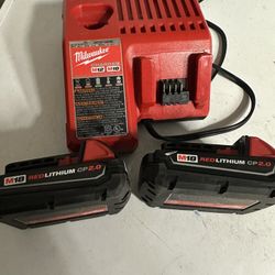Milwaukee M18 2.0 Batteries W/Charger 