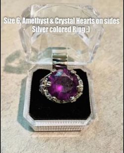 Amethyst & Crystal Heart Ring :)