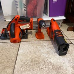 Circular Saw, Skillsaw, and Drill on the Go. No electricity needed. Batteries included.