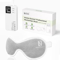 Aroma Season Vibrating Heated Eye Mask for Dry Eyes, 3000mAh Cordless Warm Eye Compress for Stye, Blepharitis, Rechargeable Electric Eye Heating Pad f