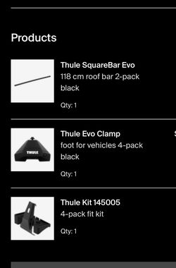 Thule SquareBar Evo, Evo Clamp, Kit 145005