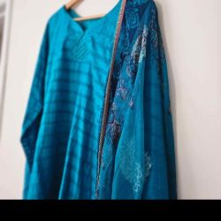 Teal Blue Green Salwar Kameez Pakistani Indian Dress - New 3pc - Eid Dress M to L