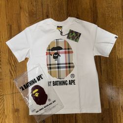 Bape x burberry white tee