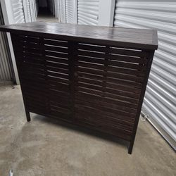 Bar Wooden Outside Or In And Two Stools Chairs 