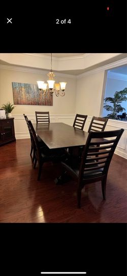 Solid Wood Dining Table w/ 6 Chairs (set)