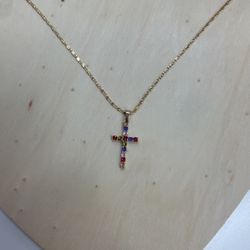Gold Plated Cross Chain And Pendant