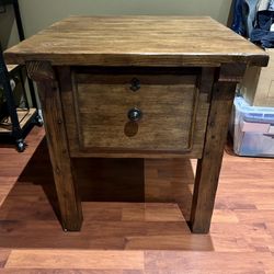 Wooden Square End Side Table with Drawer
