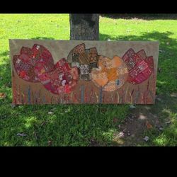 Pier 1 Imports Tulip Patchwork Textured Canvas Art