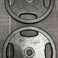 Weight  Plates / 55 Lb Titan Fitness / Rubber Coated  Grip  Plates /  Olympic  2”