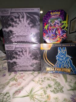 Pokemon Pitch Black ETB Mega Lucario Gengar Tin