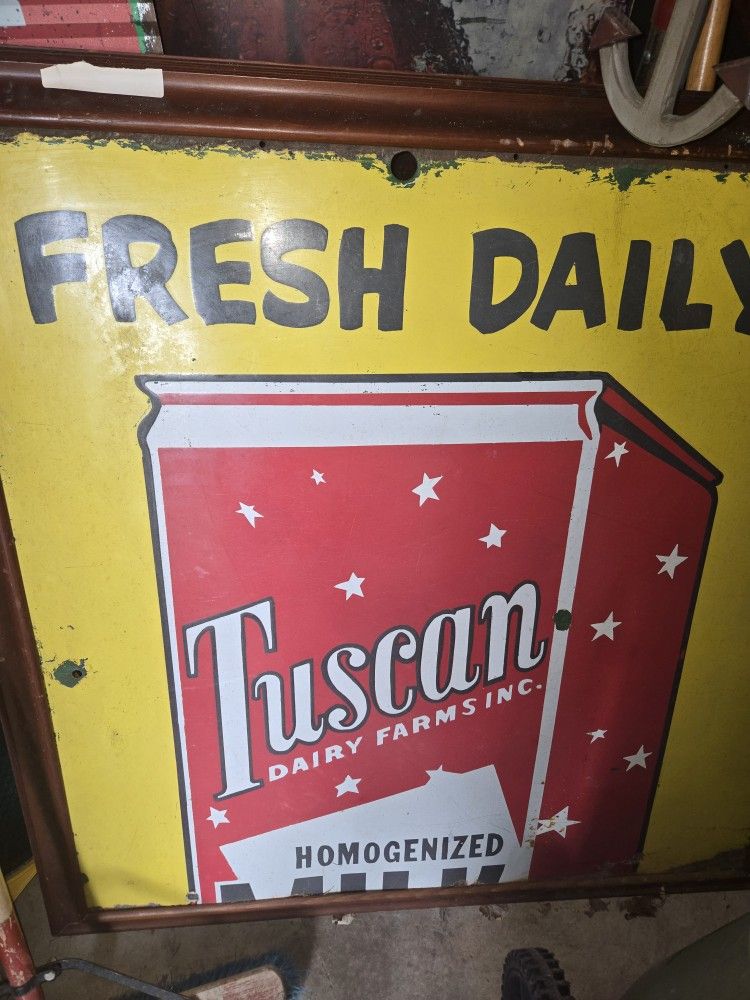 Large Framed Metal Tuscan Milk Sign