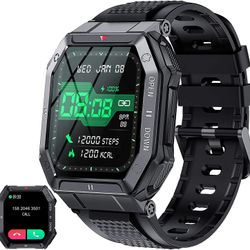 Military Smart Watch for Men with Bluetooth Calling 1.85” Activity Fitness Tracker Watch Heart Rate Sleep Monitor Pedometer Step Counter Stopwatch Out