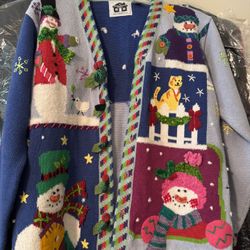 Vintage Storybook Knits Christmas Sweater Cardigan