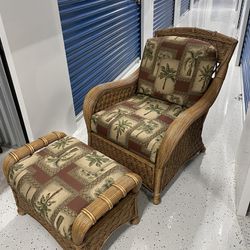 Wicker chair and Ottoman 