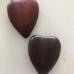 Hand Carved Solid Wood Hearts with Gift Bag