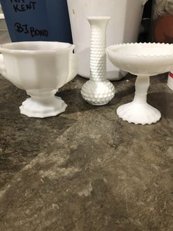 3 Pieces Milk Glass