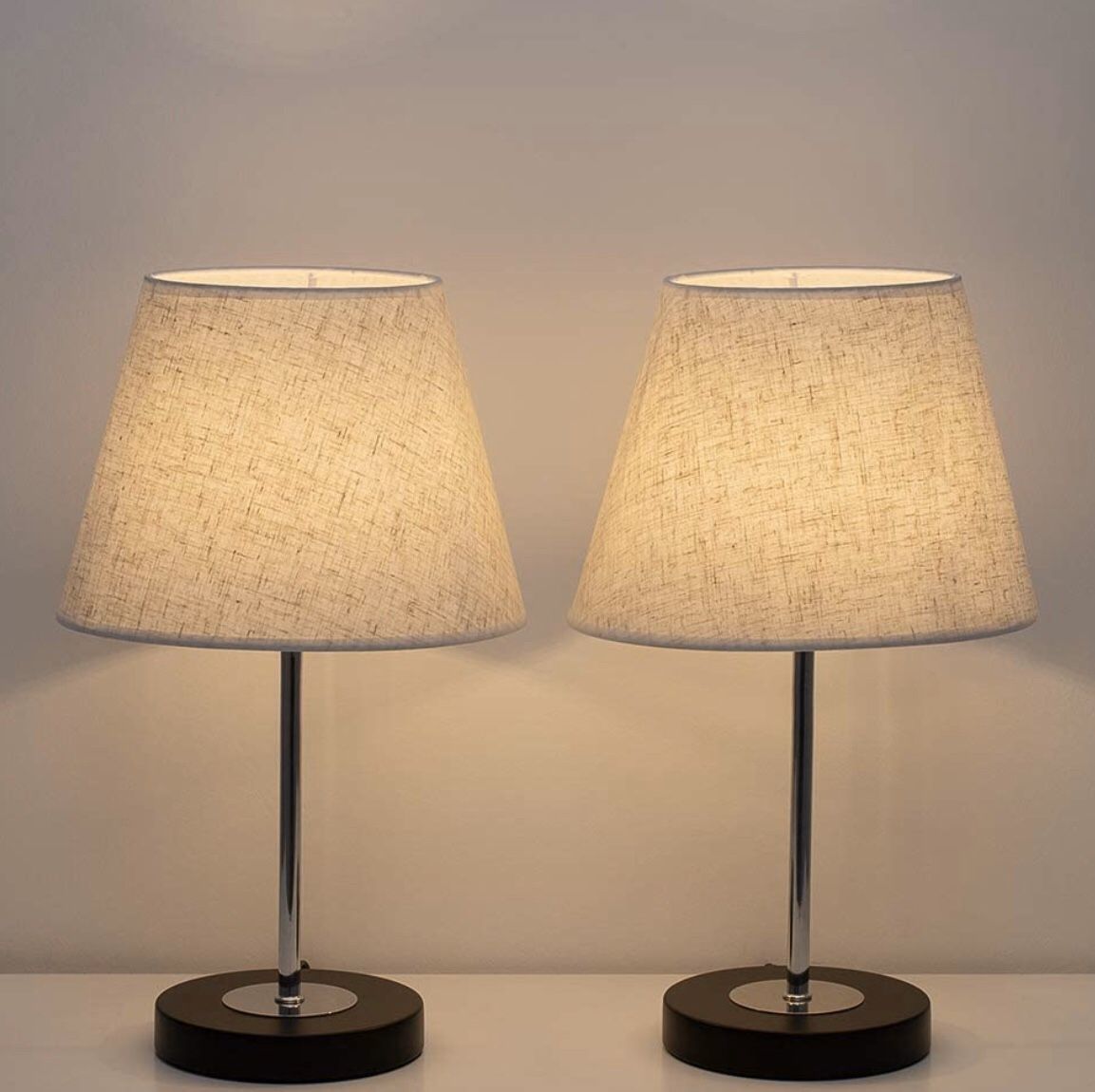 Pair of Table Lamps Bedside Desk Light Shade