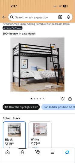Twin bunk bed