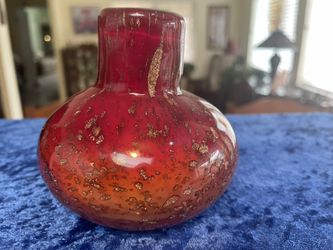 Murano/Studio Art Glass?( MCM) Paperweight Copper Aventurine Vase Tripple Cased