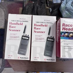 Radio Shack Race Scanners And Headphones