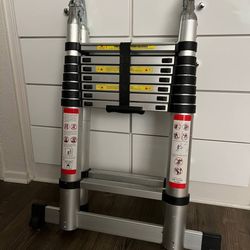 Telescoping Ladder 16.5 Feet Aluminum Extension Ladder with Stabilizer Bar 330lbs Max Load for Home Builder Supply RV Roof Work Camper