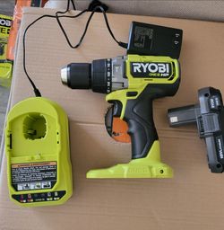 High-performance professional Ryobi HP Brushless hammer drill (Model PBLHM102).