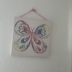 Pink Butterfly Wall Art ( Square)