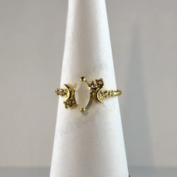 White Opal Moon Stone Ring Size 7
