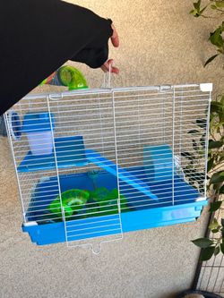 Blue hamster cage