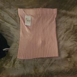 Helmut Lang.  Pink Ribbed Skirt Or Halter