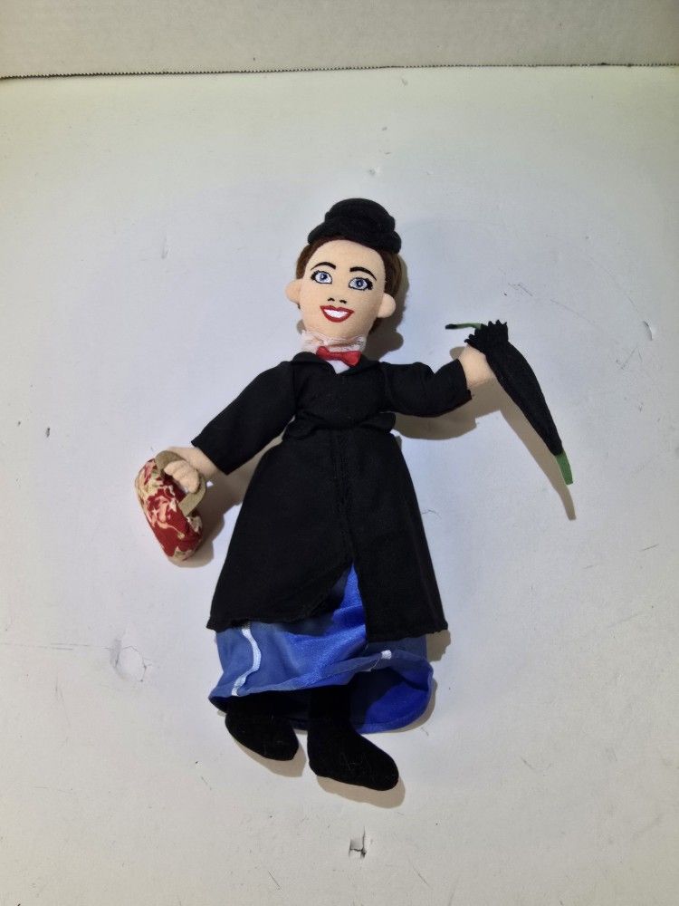 Disney Mary Poppins Doll 10"Tall - Cloth Character, Carpet Bag, Umbrella, hat