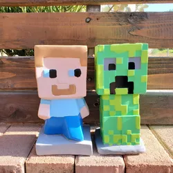 Mine Craft Themed Piggybanks Steve & Creeper