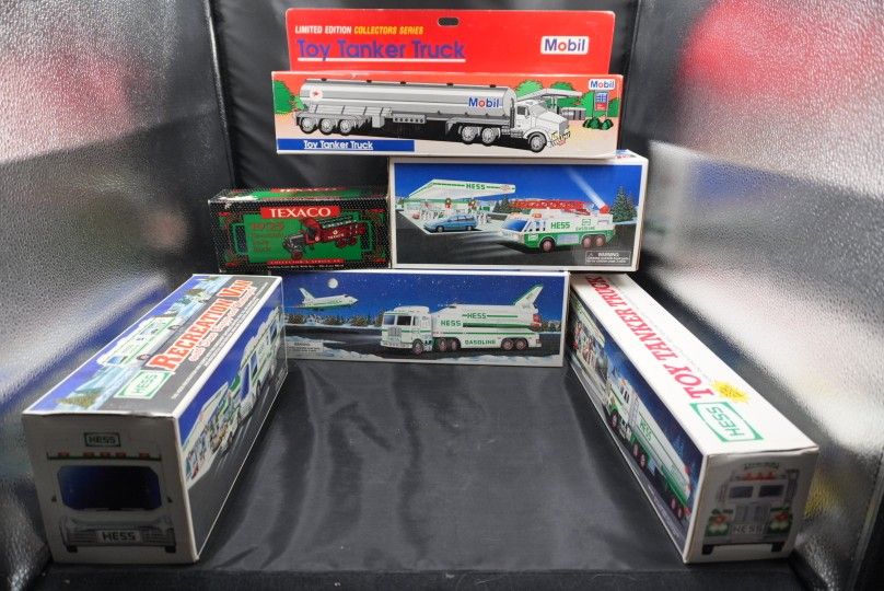 🔥 Vintage Toy Truck Lot – Hess, Texaco, Mobil – All w/ Boxes! 🚛💥