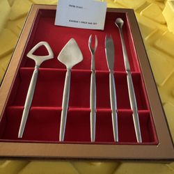 Vintage 60s Kolmar Designs 5 Piece Bar Set Mid Century Italy Stainless
