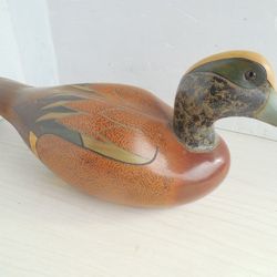 Art-In-Wood Gene Malin 1985 Wood Carved Duck Decoy
