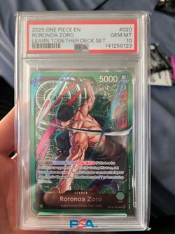 PSA 10 Roronoa Zoro OP12-020 Leader Foil Learn Together Deck Set