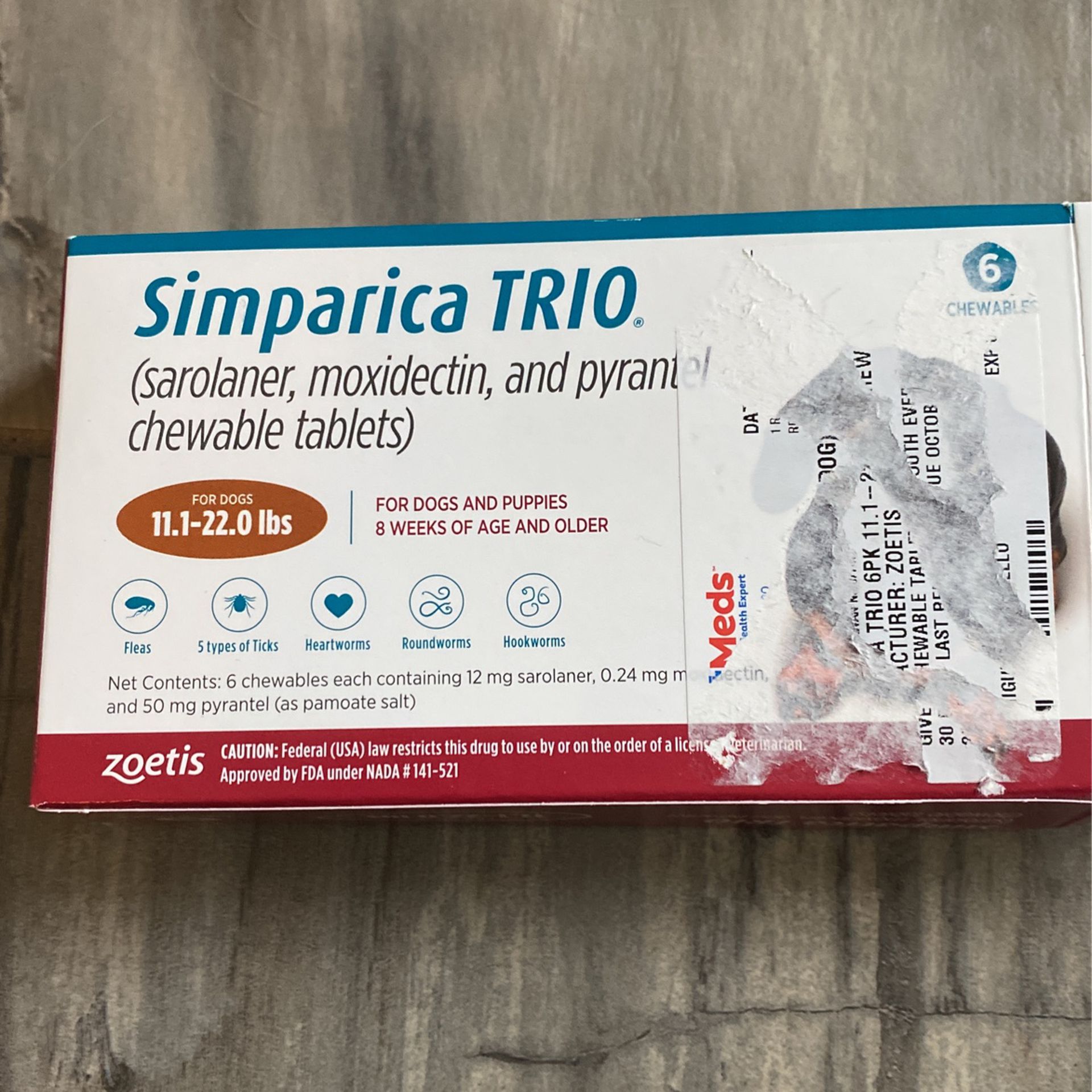 Simparica Trio 6 Month Supply 11- 22lb Dogs 