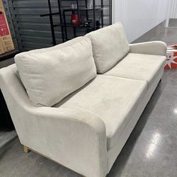 Couch Cream Color With Walnut Finished Wood 85” Length 