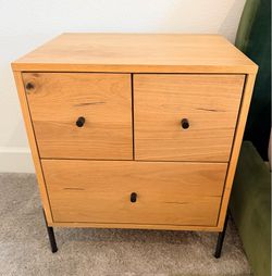 Four Hands Eaton 3-Drawer Light Oak Resin Nightstand with Dark Gunmetal Hardware