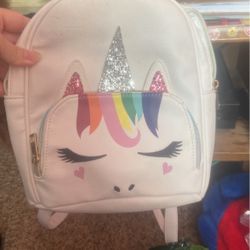 Small Sparkly Unicorn Leather Backpack