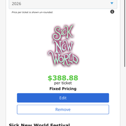 New sick world ticket