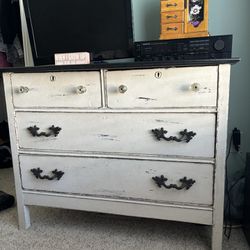 Antique Shabby Dresser Original Crystal Knobs