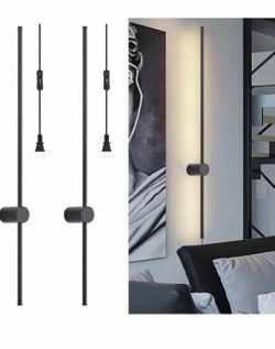 0541: NEW 39.8" Modern LED Wall Sconces Set of 2, Plug in Wall Sconce with On/Off Switch, 3000K Warm Wall Light Wall Mounted Lamp, Black Wall Lights