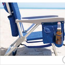 Set Of 2 Tommy Bahama Backpack Beach Chair and Tommy Bahama ANCHORX Adjustable Beach Umbrella Base System with Sand Anchor and Carrying Bag, 