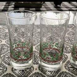 Vintage Arby's Libbey 1987 Holiday Christmas Collection Holly Berry Glasses